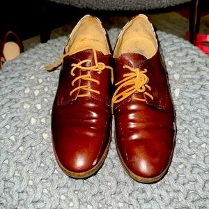 Karl Lagerfeld Oxford Patent leather Lace Up Shoes Rust Brown Orange size 7.5
